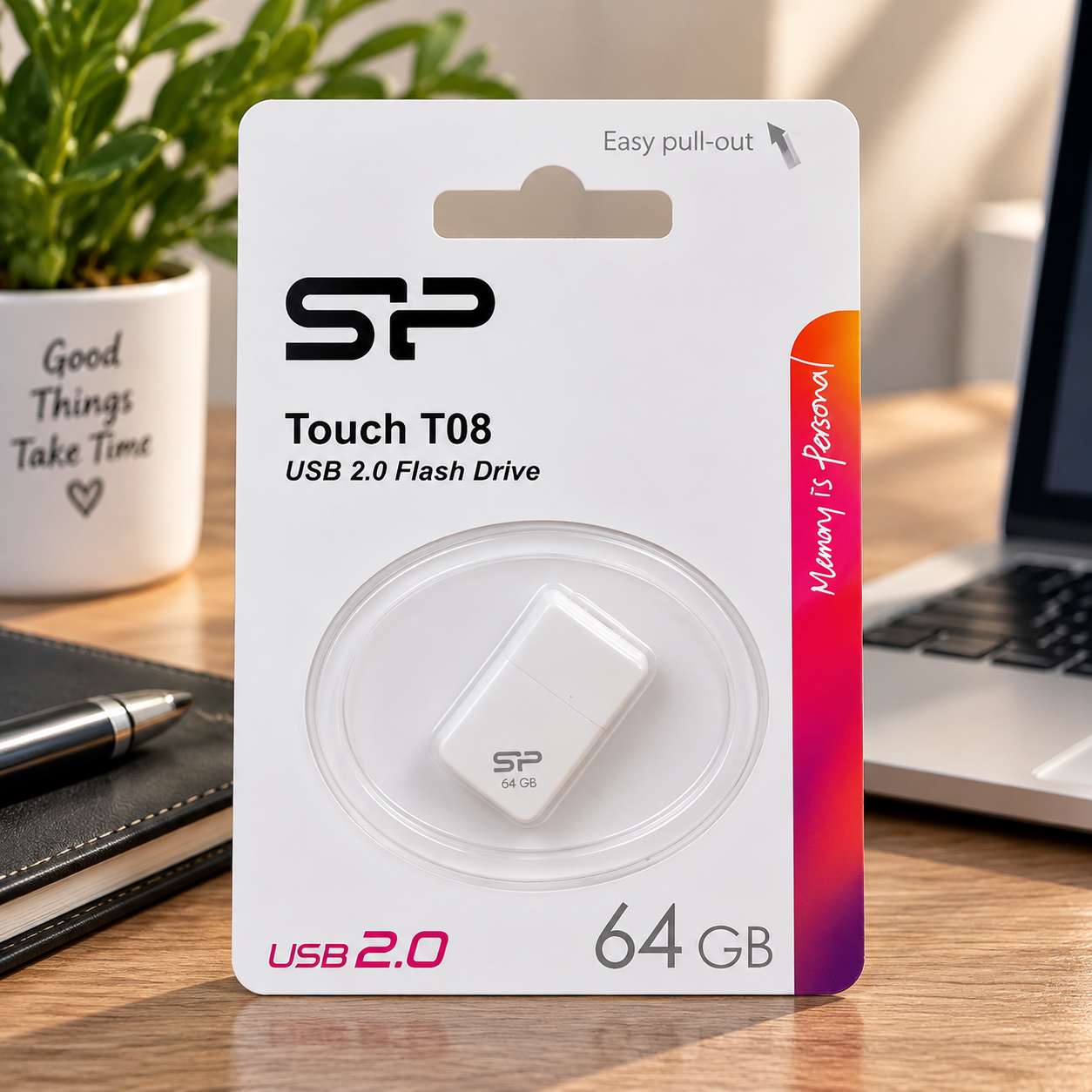 فروش فلش سیلیکون پاور مدل Silicon power T08 64GB سفید گارانتی