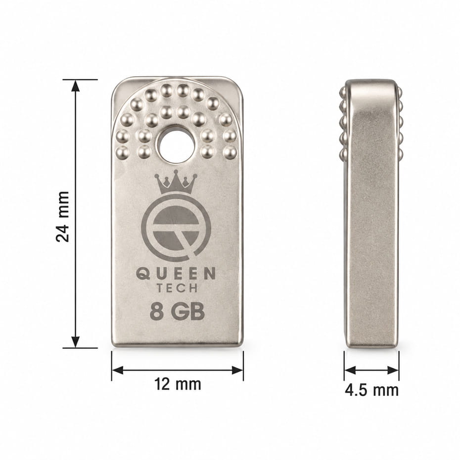 ابعاد فلش کوئین تک 8 گیگ مدل QUEEN TECH FIX 8GBگارانتی مادام العمر