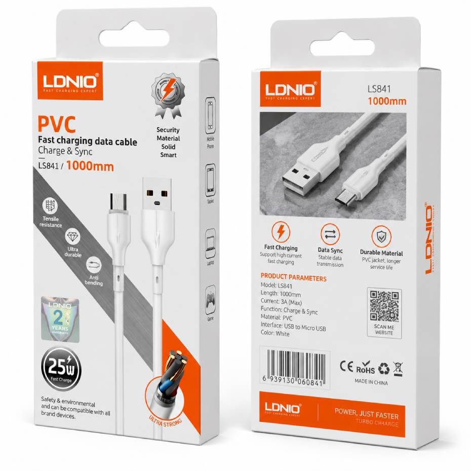 خرید کابل شارژ USB-A به Type-C الدینیو LDNIO مدل LS841