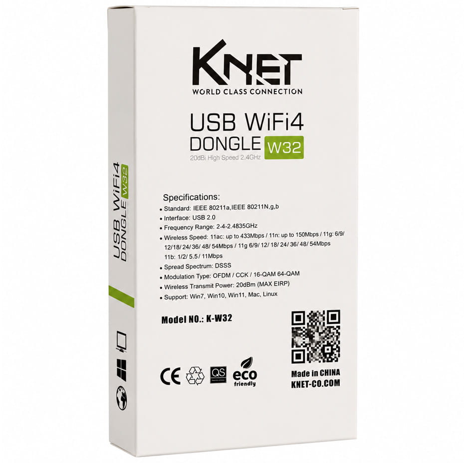 خرید کارت شبکه USB 2.0 بی سیم کی نت KNET K-DUWOOW32 W32 300Mbps