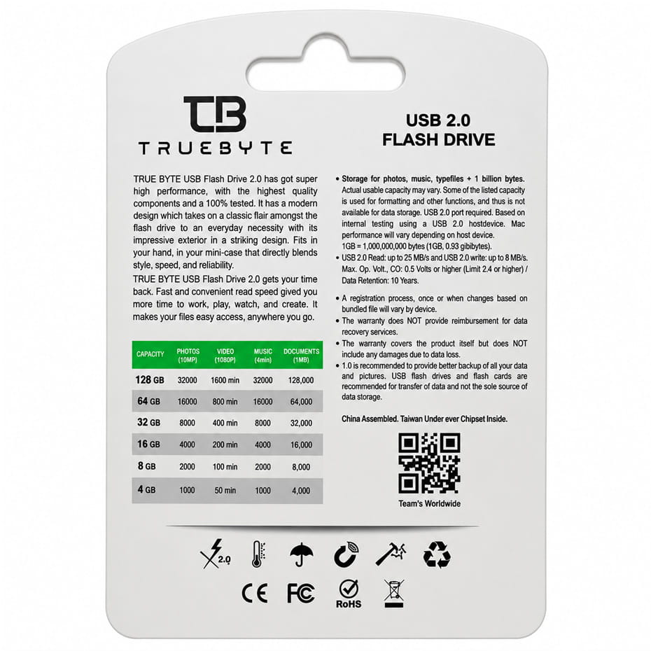 مشخصات فلش 32 گیگ تروبایت مدل TRUEBYTE TRAVEL