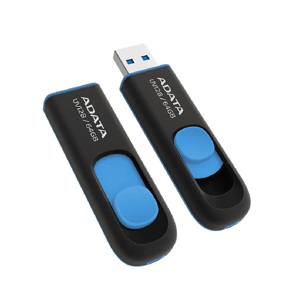 خرید فلش 64 گیگ ای دیتا مدل ADATA UV128 آبی مشکی