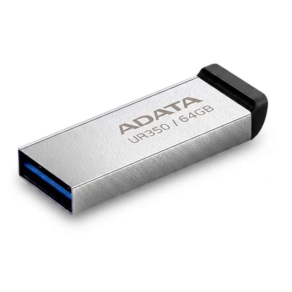 ابعاد فلش 64 گیگ ای دیتا مدل A-DATA UR350 USB 3.2 نقره ای مشکی