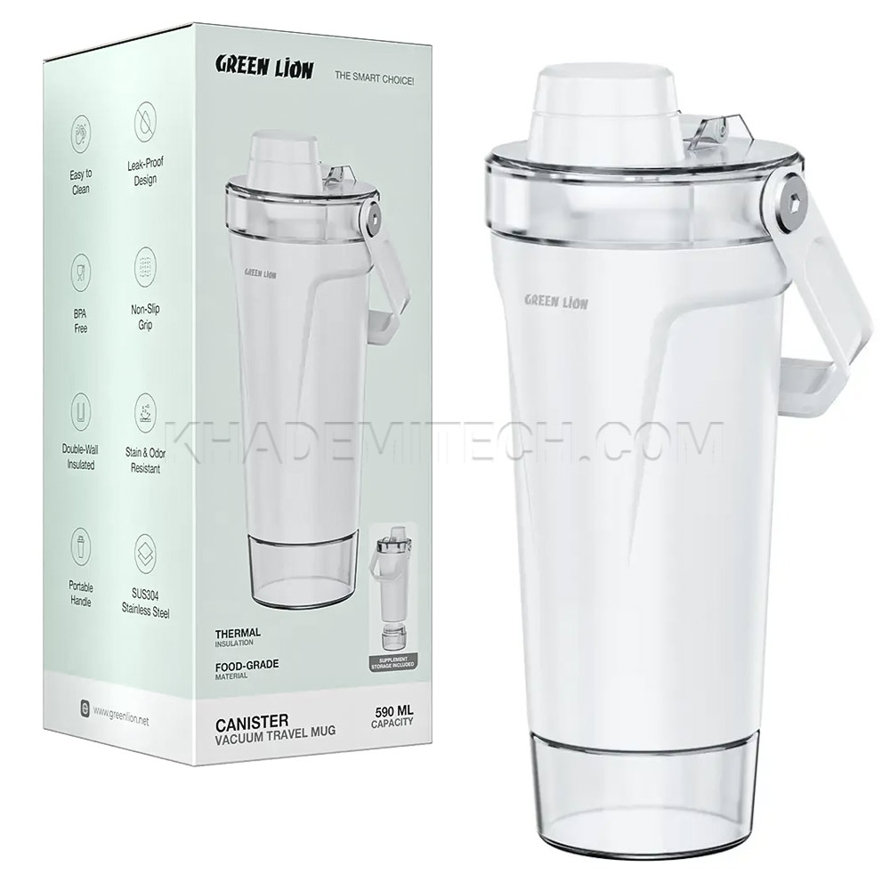 تراول ماگ گرین لاین مدل GREEN LION GNCAN590MVWH CANISTER سفید