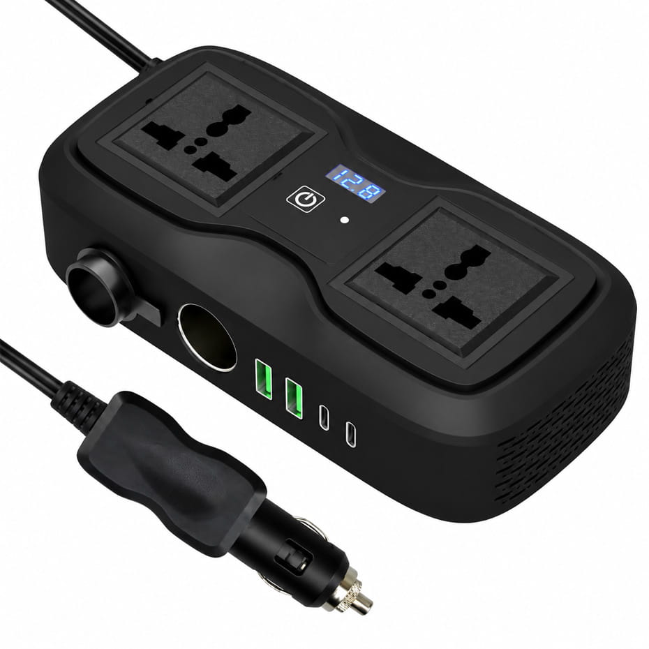خرید اینورتر فندکی خودرو گرین لاین مدل GREEN LION GNGC233PIBK GC-233 200W
