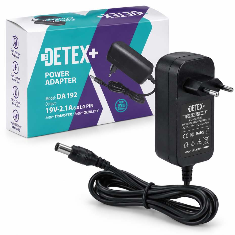 مشخصات آداپتور برق 19 ولت 2.1 آمپر دتکس پلاس مدل DETEX+ DA192