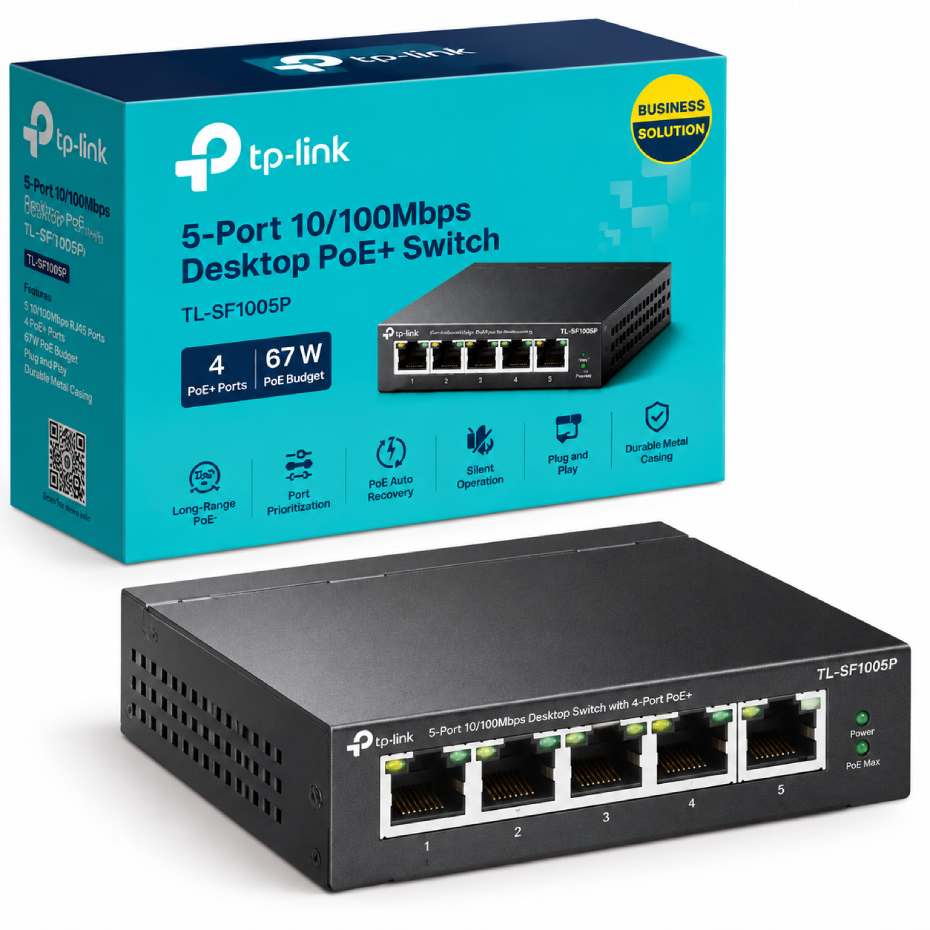 قیمت سوئیچ شبکه 5 پورت PoE+ تی پی لینک مدل TP-LINK TL-SF1005P