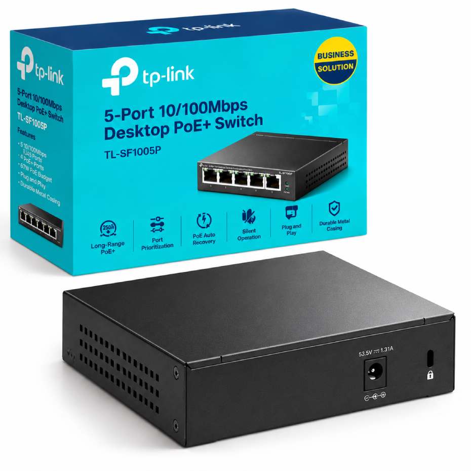 مشخصات سوئیچ شبکه 5 پورت PoE+ تی پی لینک مدل TP-LINK TL-SF1005P