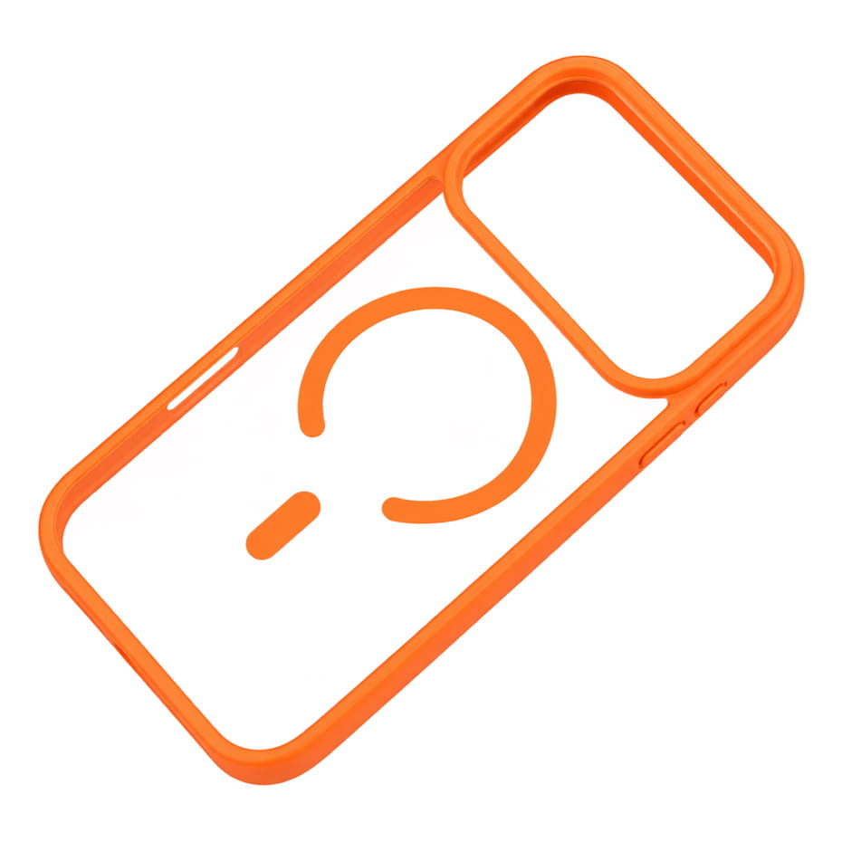 ابعاد قاب اپل مدل Q SERIES Mag safe IPHONE 17 Pro شفاف دور نارنجی