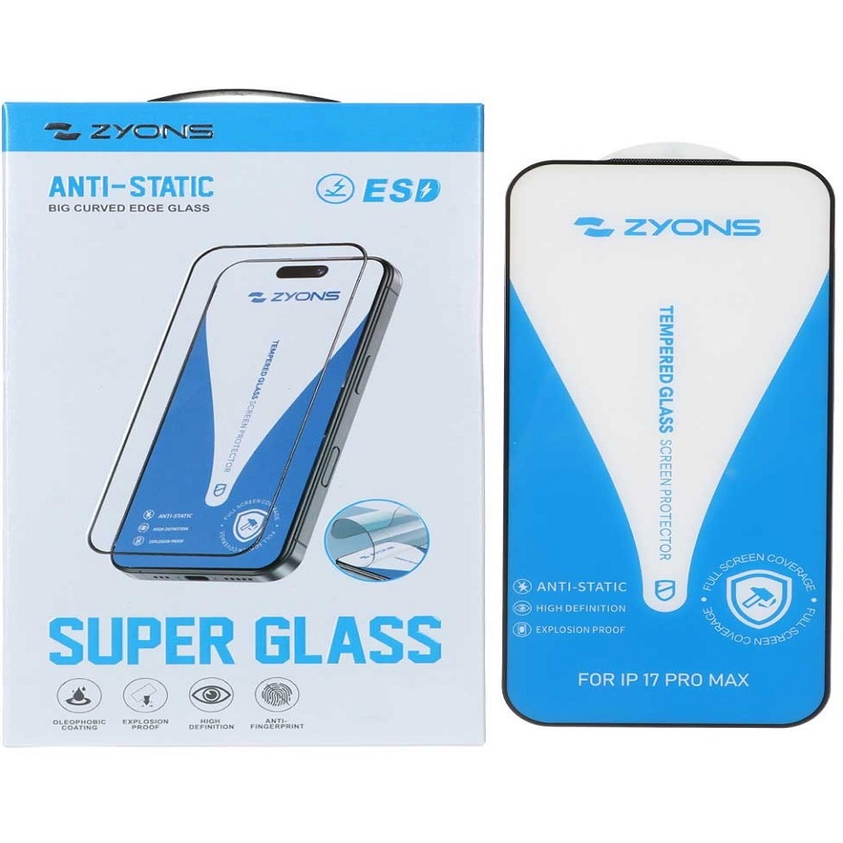 خرید گلس آنتی استاتیک زاینس مدل ZYONS ANTI Static IPHONE 17 Pro Max