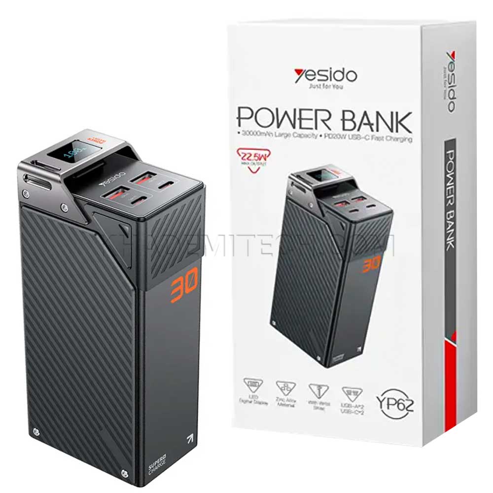 پاوربانک 30000 میلی‌آمپر ساعت 22.5 وات یسیدو مدل YESIDO YP62
