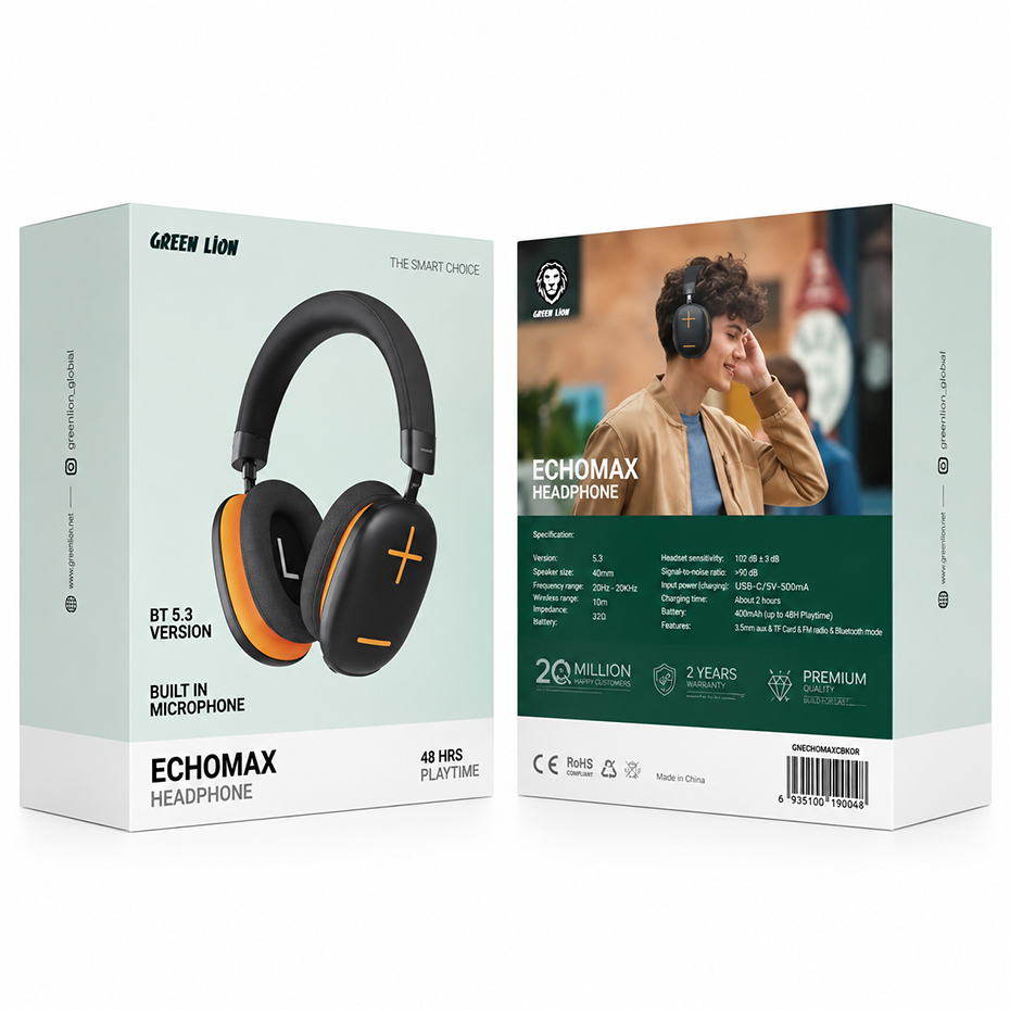 قیمت هدست بی سیم گرین لاین مدل Green Lion Echo Max GNECOMAXOGBK مشکی نارنجی