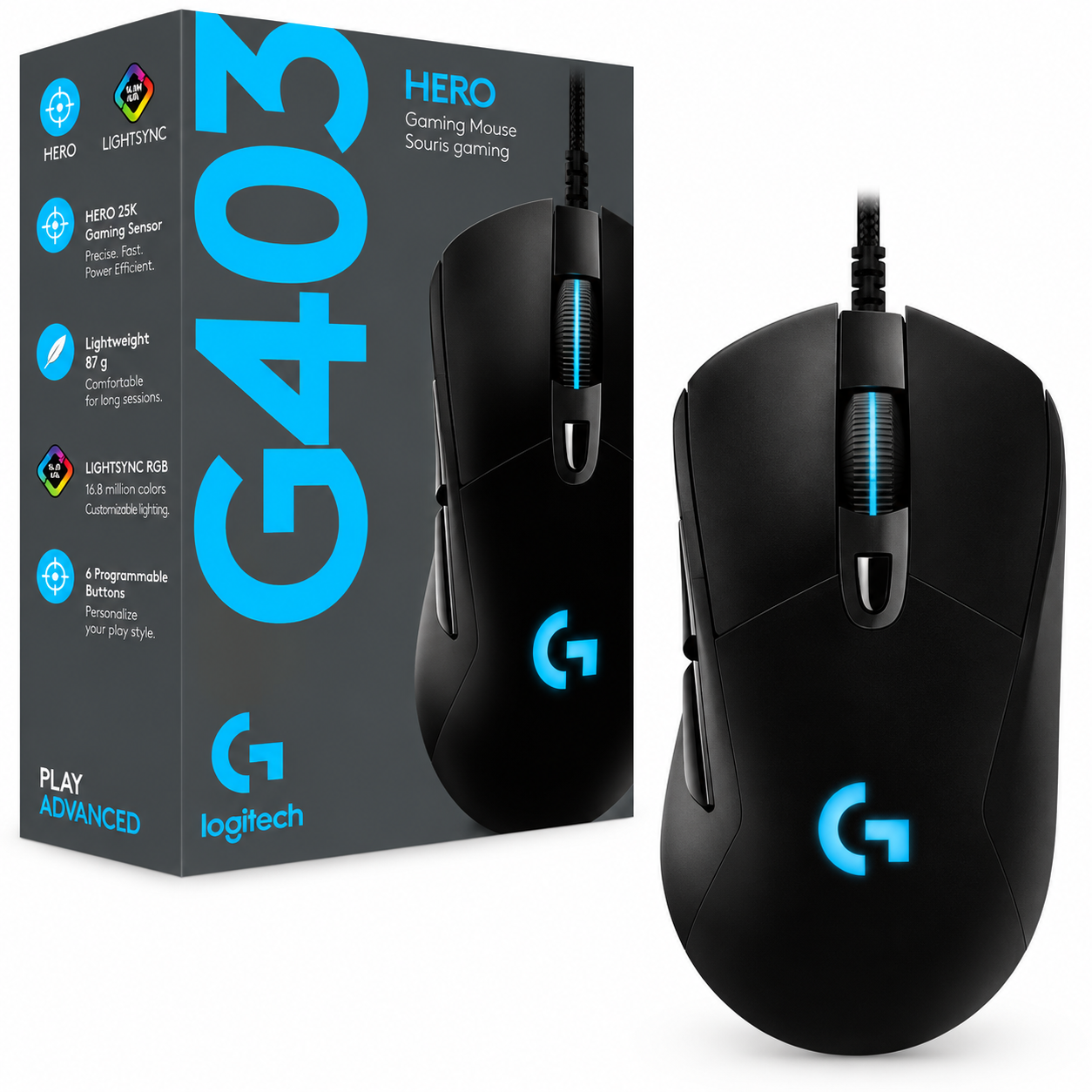 خرید ماوس سیم دار گیمینگ لاجیتک مدل LOGITECH G403 HERO مشکی