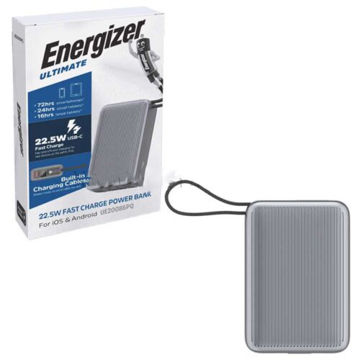 خرید پاوربانک انرجایزر مدل Energizer UE20086PQ 20000mAh 22.5w طوسی