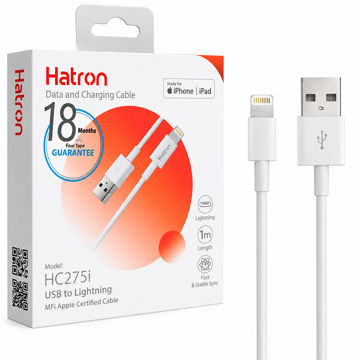 قیمت کابل شارژ لایتنینگ هترون مدل Hatron HC275I سفید طول 1 متر