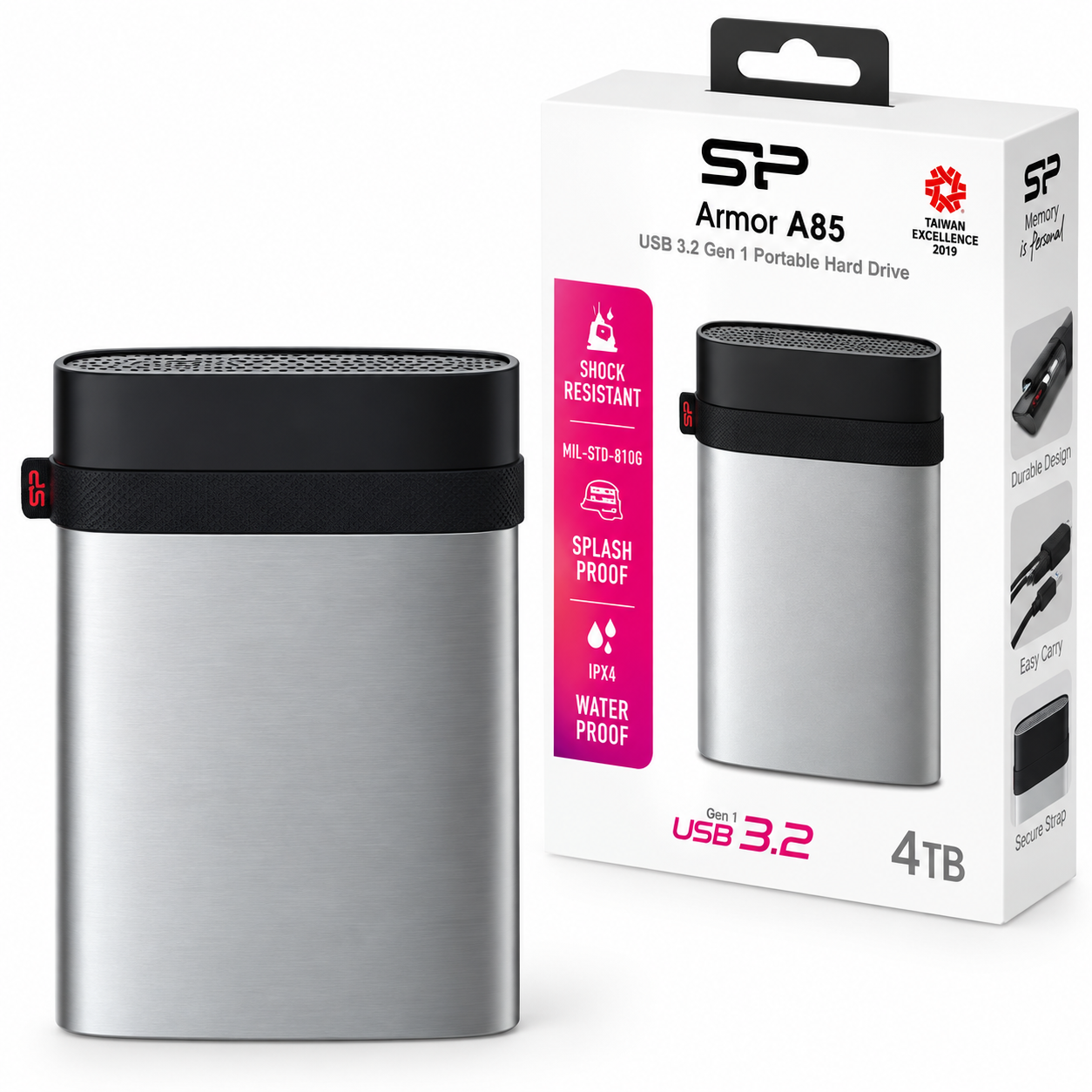 خرید  هارد اکسترنال سیلیکون پاور مدل SILICON POWER Armor A85 4TB طوسی مشکی
