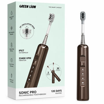 قیمت مسواک شارژی گرین لاین مدل GREEN LION GNGTB14TBBR SONIC PRO قهوه ای