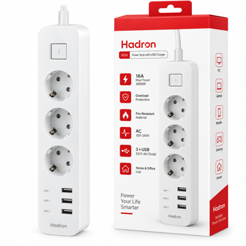 خرید محافظ و چند راهی برق هادرون مدل Hadron P323 سفید