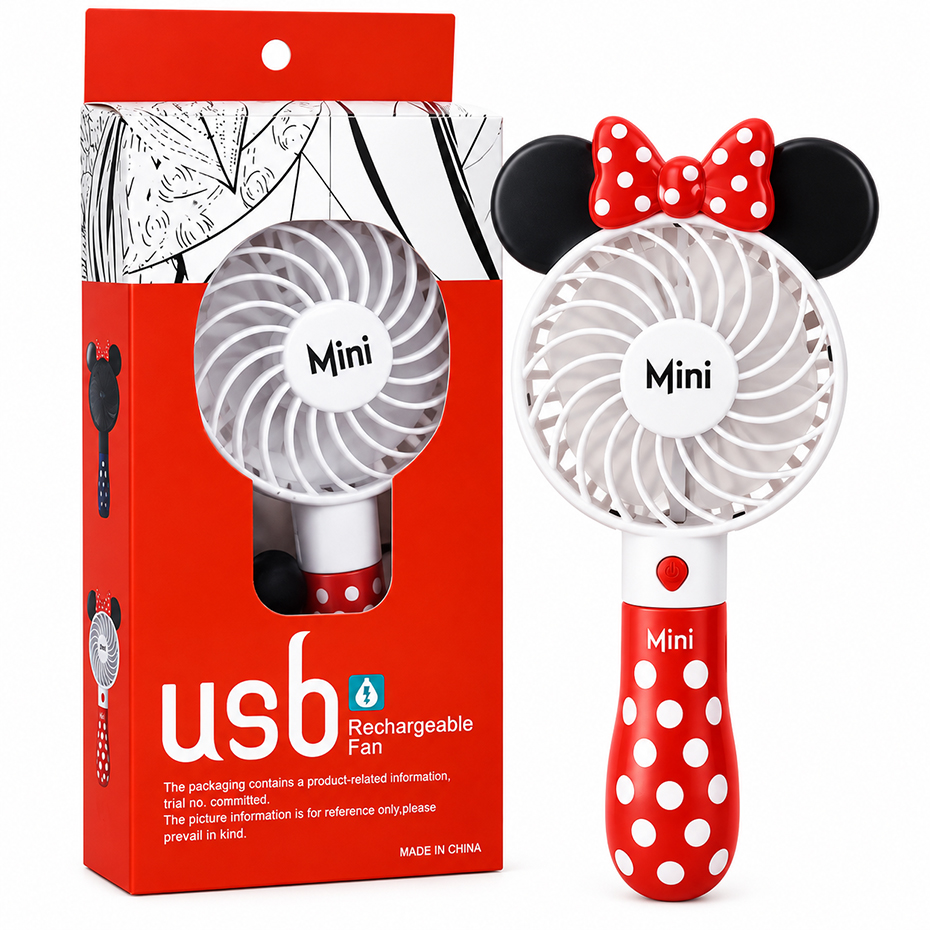 قیمت قیمت پنکه دستی و رومیزی شارژی MINI-FAN سفید قرمز