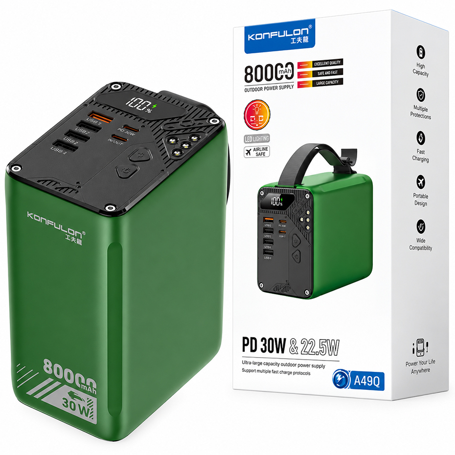 قیمت پاوربانک کانفلون مدل KONFULON A49Q 30W 80000mAh سبز