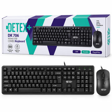 خرید کیبورد و ماوس سیم دار دتکس پلاس مدل DETEX+ DK 706