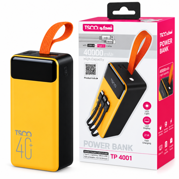 خرید پاوربانک تسکو مدل TSCO TP 4001 40000mAh 22.5W مشکی زرد