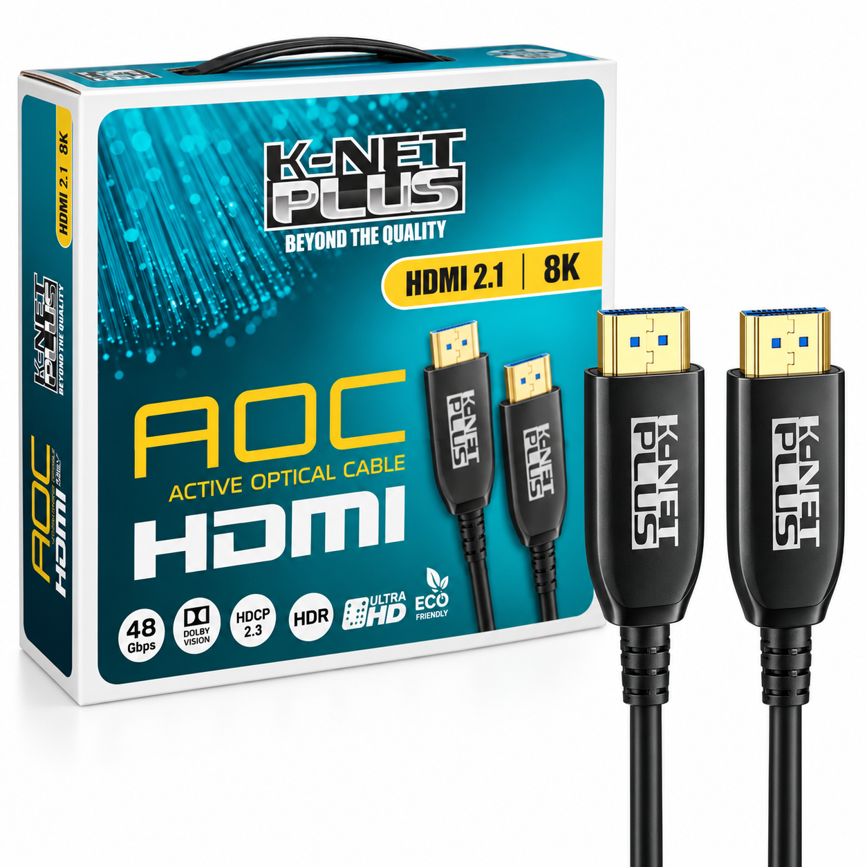 خرید کابل HDMI 2.1 کی نت پلاس مدل KNET Plus KP-CHAOC21500 AOC 8K طول 50 متر