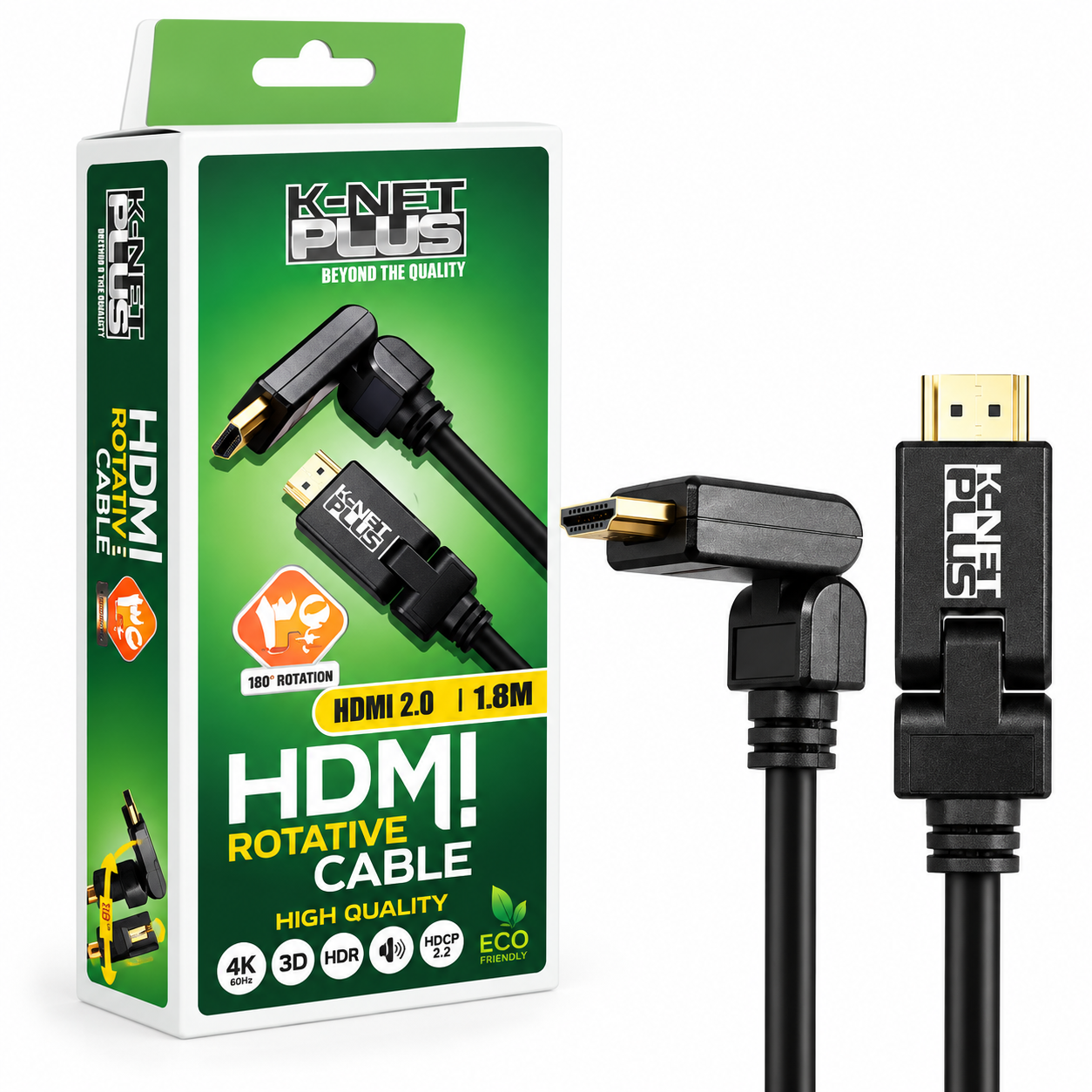 خرید کابل HDMI کی نت پلاس مدل K-NET PLUS KP-CHR2018 V2 90 طول 1.8 متر