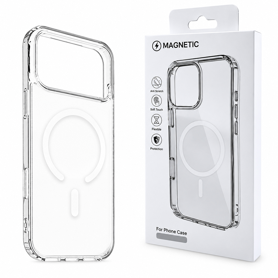 خرید قاب مگنتی آیفون مدل MAGNETIC IPHONE 17 Pro شفاف مگ سیف