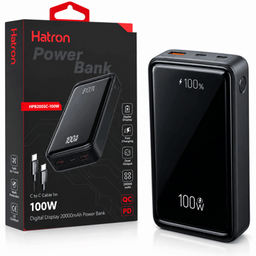  خرید پاوربانک هترون مدل Hatron HPB2055G 20000mAh 100W مخصوص لپ تاپ