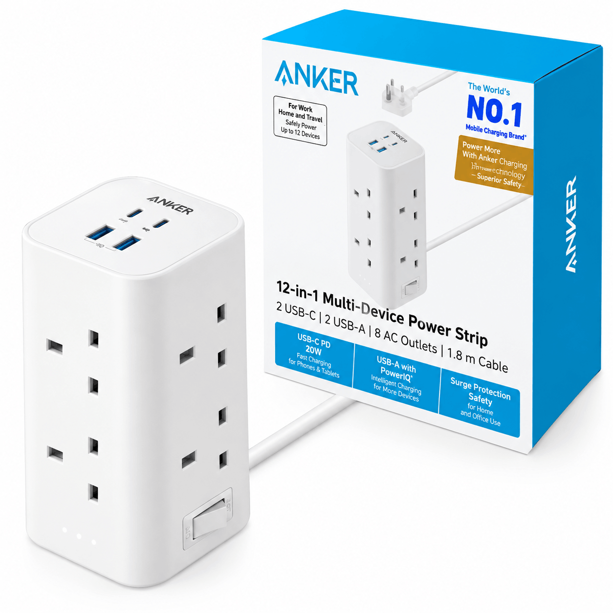 خرید چندراهی برق انکر مدل ANKER A9185K21 12-IN-1 20W