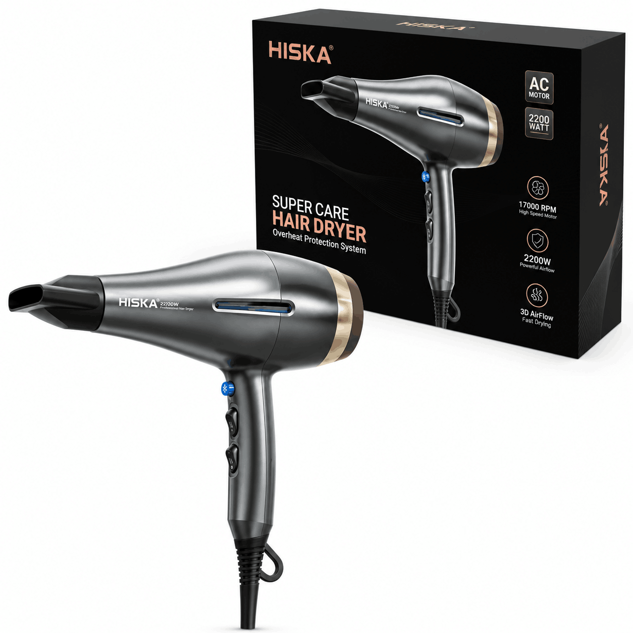 خرید سشوار حرفه‌ای هیسکا مدل HISKA H5259 Super Care 2200W