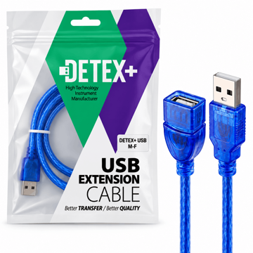 قیمت کابل افزایش طول USB دتکس پلاس مدل +DETEX طول 0.3 متر آبی
