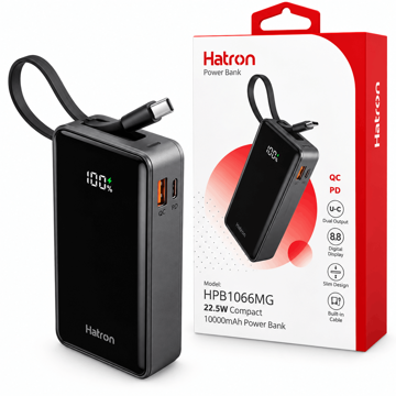 قیمت پاوربانک هترون مدل Hatron HPB1066MG 10000mAh 22.5W مشکی
