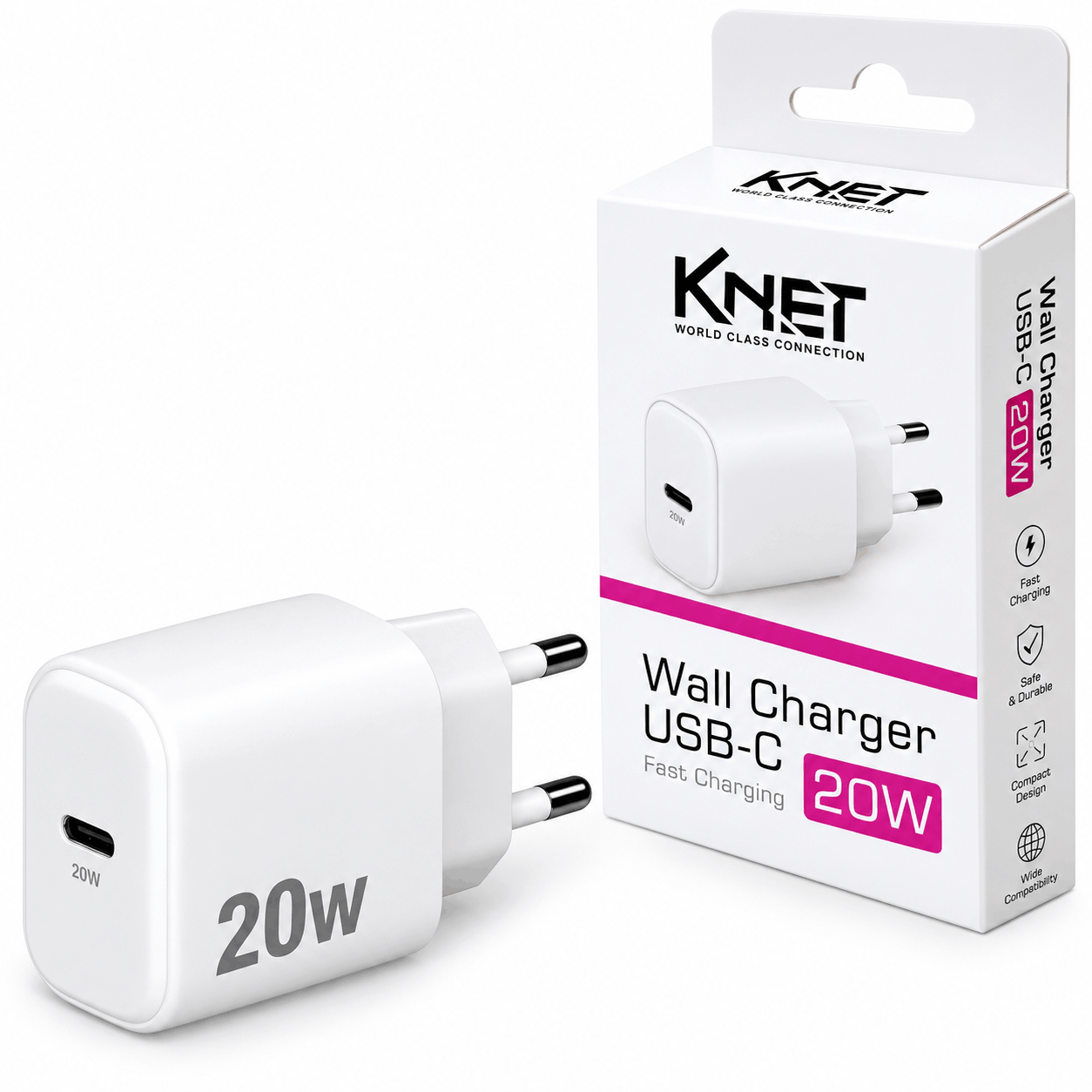 قیمت کلگی شارژر کی نت مدل KNET K-WCUC20W USB-C 2-PIN 20W