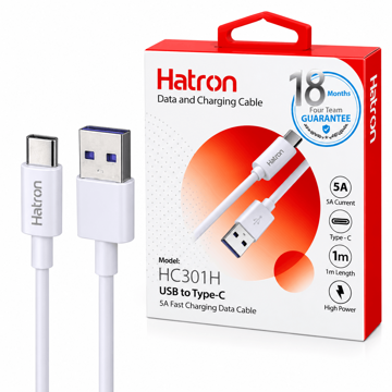 خرید کابل شارژ تایپ سی هترون مدل Hatron HC301H سفید طول 1 متر