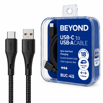 قیمت کابل شارژ تایپ سی بیاند مدل BEYOND BUC-411 Type-C مشکی طول 1 متر
