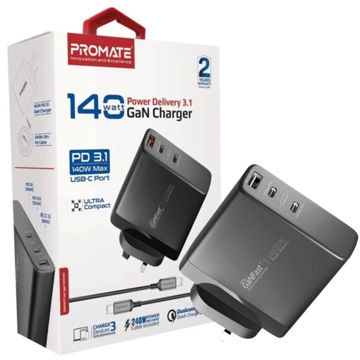 قیمت شارژر کامل دیواری پرومیت مدل PROMATE GanCharge-140W