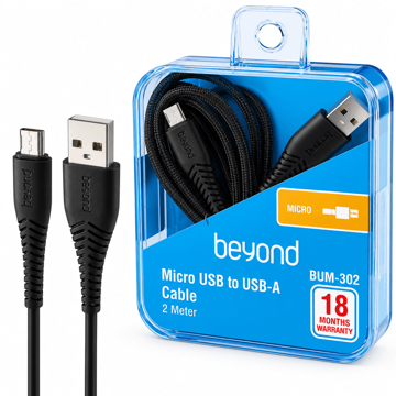 خرید کابل شارژ میکرو بیاند مدل BEYOND MICRO BUM-302 مشکی طول 2 متر