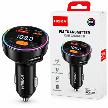 خرید شارژر فندکی و اف ام پلیر هیسکا مدل HISKA Transmitter HCC-338