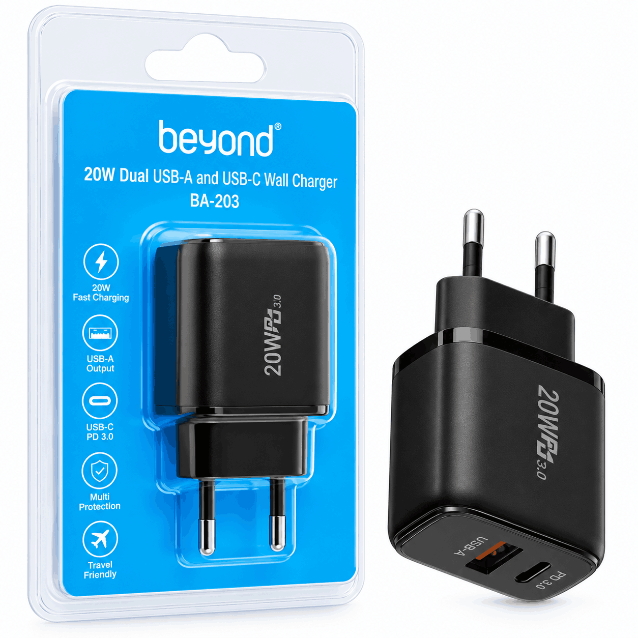 خرید کلگی شارژر بیاند مدل BEYOND BA-203 2-PIN مشکی