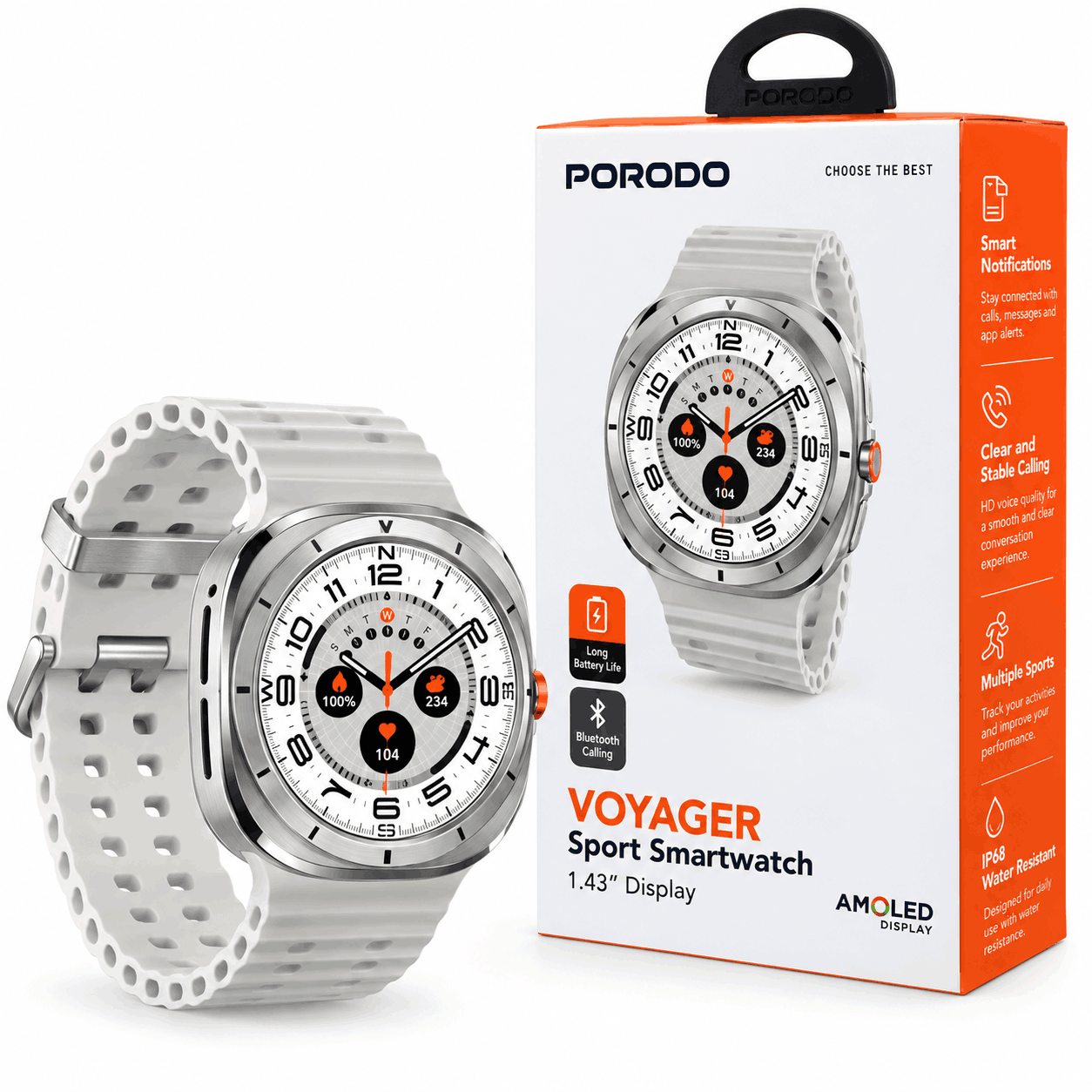 خرید ساعت هوشمند پرودو مدل PORODO PDLFST011SL VOYAGER AMOLED نقره ای