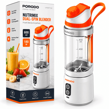 خرید مخلوط کن شارژی پرودو مدل PORODO PDBLNDR240WH NUTRIMIX Dual-Spin سفید