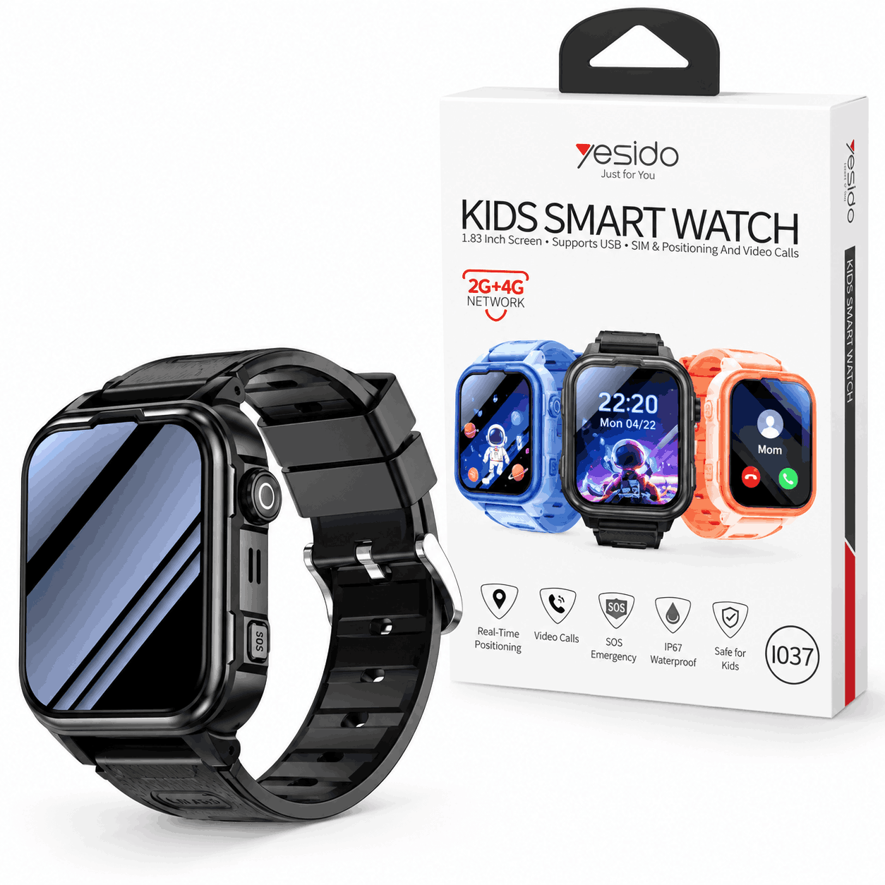 خرید ساعت هوشمند کودک یسیدو مدل YESIDO IO37 Kids Smart مشکی