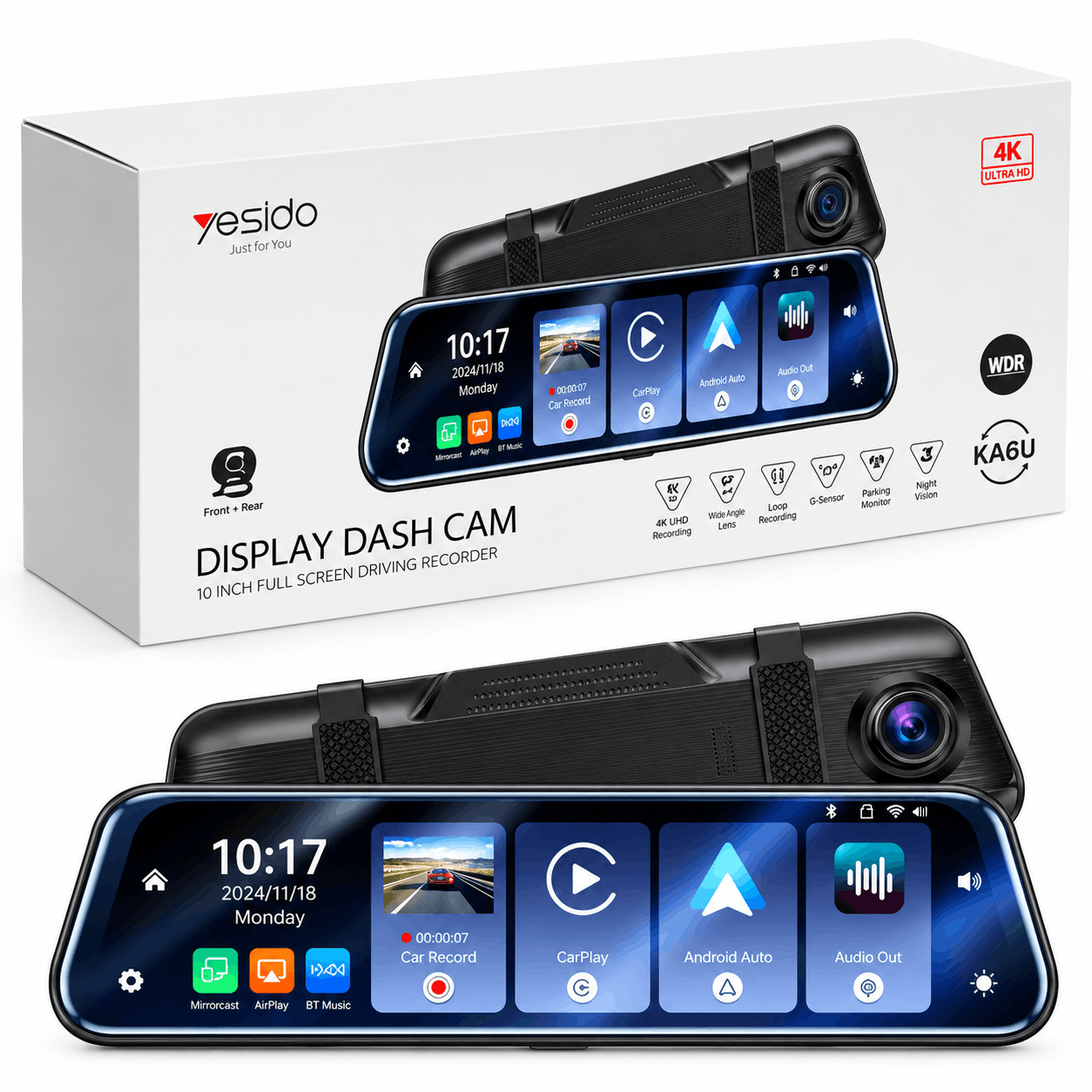 قیمت دوربین ثبت وقایع خودرو و مانیتور یسیدو مدل Yesido KM24
