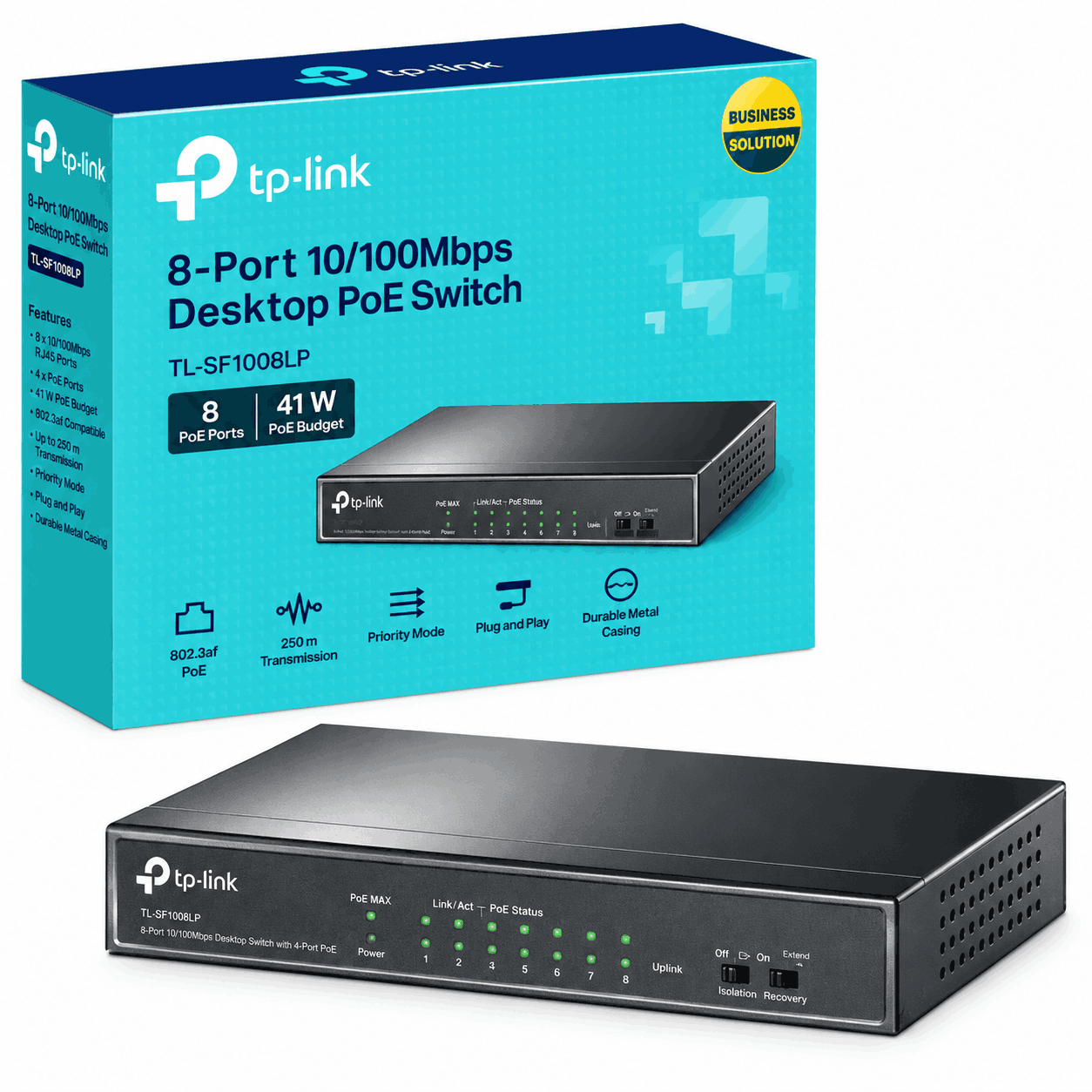خرید هاب سوئیچ 8 پورت تی پی لینک مدل TP-LINK SF1008LP 8-Port Desktop PoE Switch with 4-Port PoE