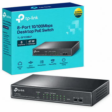 خرید هاب سوئیچ 8 پورت تی پی لینک مدل TP-LINK SF1008LP 8-Port Desktop PoE Switch with 4-Port PoE