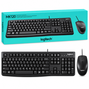 خرید کیبورد و ماوس سیم دار لاجیتک LOGITECH MK120 مشکی