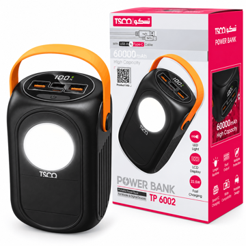 قیمت پاوربانک تسکو مدل TSCO TP 6002 22.5W 60000mAh مشکی زرد