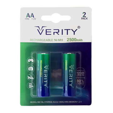 قیمت باتری شارژی قلمی وریتی مدل VERITY 2500mAh بسته 2 عددی